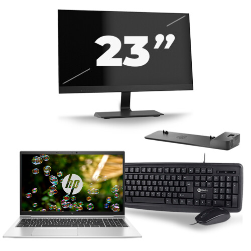 HP EliteBook 855 G7 - AMD Ryzen 3 Pro 4450U - 15 inch - 16GB RAM - 256GB SSD - Windows 10 Home + 1x 23 inch Monitor Tweedehands