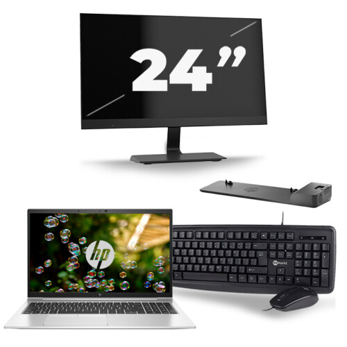 HP EliteBook 855 G7 - AMD Ryzen 3 Pro 4450U - 15 inch - 16GB RAM - 256GB SSD - Windows 10 Home + 1x 24 inch Monitor Tweedehands