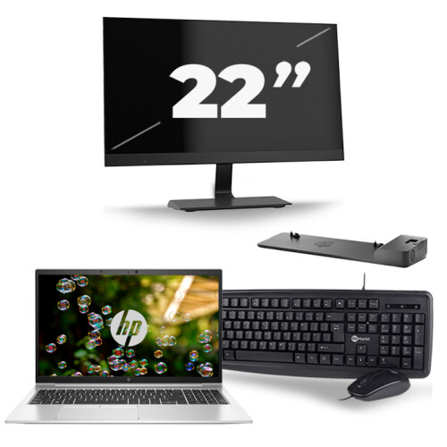 HP EliteBook 855 G7 - AMD Ryzen 3 Pro 4450U - 15 inch - 16GB RAM - 256GB SSD - Windows 10 Home + 1x 22 inch Monitor Tweedehands