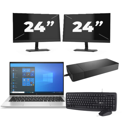 HP EliteBook x360 1030 G8 - Intel Core i7-11e Generatie - 13 inch - 16GB RAM - 256GB SSD - Windows 11 Home + 2x 24 inch Monitor Tweedehands