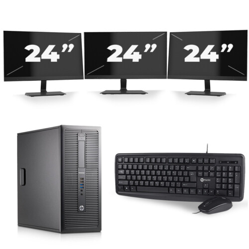 HP EliteDesk 800 G1 Tower - Intel Core i7-4e Generatie - 16GB RAM - 256GB SSD - Windows 10 + 3x 24 inch Monitor Tweedehands