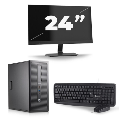 HP EliteDesk 800 G1 Tower - Intel Core i7-4e Generatie - 8GB RAM - 256GB SSD - Windows 10 + 1x 24 inch Monitor Tweedehands