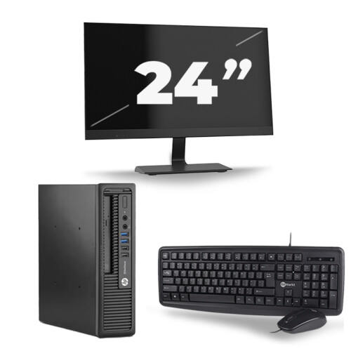 HP EliteDesk 800 G1 USFF - Intel Core i5-4e Generatie - 8GB RAM - 256GB SSD - Windows 10 + 1x 24 inch Monitor Tweedehands