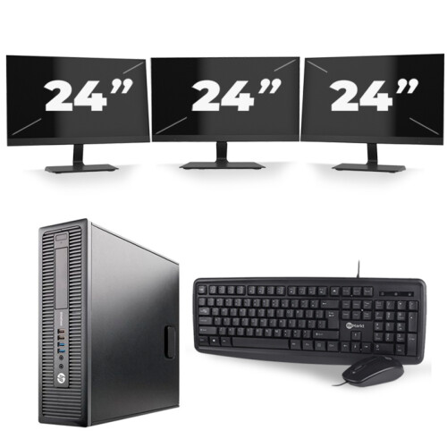 HP EliteDesk 800 G2 SFF - Intel Core i7-6e Generatie - 16GB RAM - 256GB SSD - Windows 11 + 3x 24 inch Monitor Tweedehands