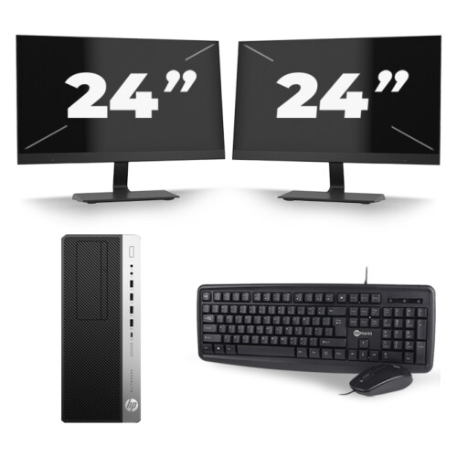 HP EliteDesk 800 G3 Micro Tower - Intel Core i5-6e Generatie - 8GB RAM - 256GB SSD - Windows 11 + 2x 24 inch Monitor Tweedehands