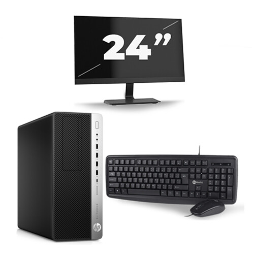 HP EliteDesk 800 G5 Tower - Intel Core i5-9e Generatie - 16GB RAM - 256GB SSD - Windows 11 + 1x 24 inch Monitor Tweedehands