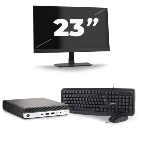 HP EliteDesk 800 G5 USFF - Intel Core i5-9e Generatie - 8GB RAM - 256GB SSD - Windows 11 + 1x 23 inch Monitor Tweedehands