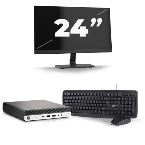 HP EliteDesk 800 G5 USFF - Intel Core i5-9e Generatie - 8GB RAM - 256GB SSD - Windows 11 + 1x 24 inch Monitor Tweedehands