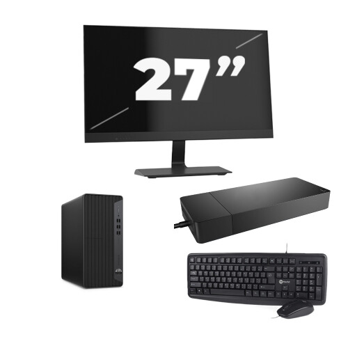 HP EliteDesk 800 G6 Tower - Intel Core i5-10e Generatie - 8GB RAM - 256GB SSD - Windows 11 + 1x 27 inch Monitor Tweedehands