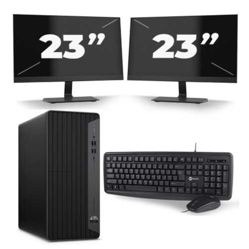 HP EliteDesk 800 G6 Tower - Intel Core i5-10e Generatie - 8GB RAM - 256GB SSD - Windows 11 + 2x 23 inch Monitor Tweedehands