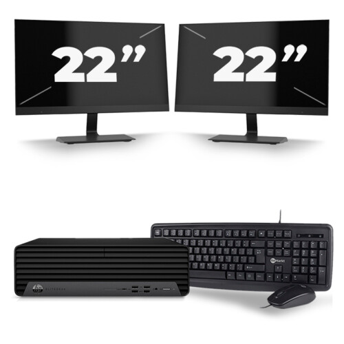 HP EliteDesk 800 G6 USFF - Intel Core i3-10e Generatie - 8GB RAM - 256GB SSD - Windows 11 + 2x 22 inch Monitor Tweedehands