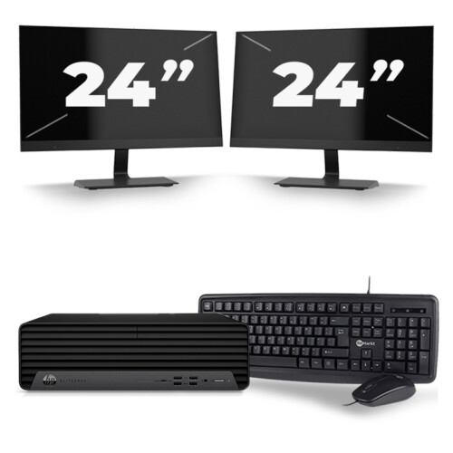 HP EliteDesk 800 G6 USFF - Intel Core i5-10e Generatie - 8GB RAM - 256GB SSD - Windows 11 + 2x 24 inch Monitor Tweedehands