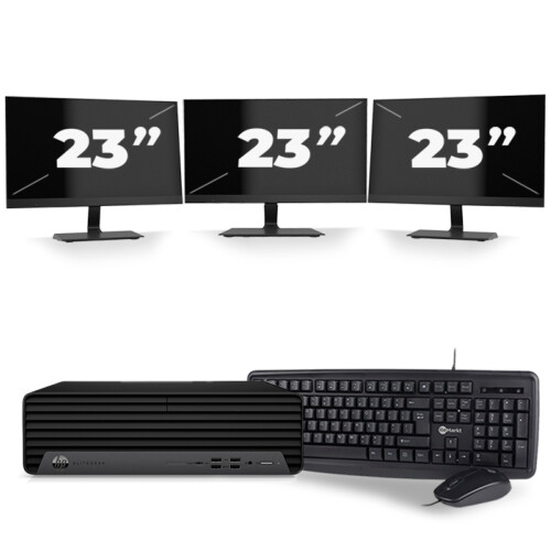 HP EliteDesk 800 G6 USFF - Intel Core i7-10e Generatie - 8GB RAM - 512GB SSD - Windows 11 + 3x 23 inch Monitor Tweedehands