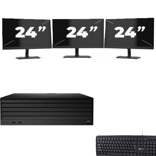 HP Engage Flex Pro SFF - Intel Core i3-8e Generatie - 8GB RAM - 256GB SSD - Windows 11 + 3x 24 inch Monitor Tweedehands