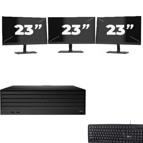 HP Engage Flex Pro SFF - Intel Core i7-8e Generatie - 16GB RAM - 256GB SSD - Windows 11 + 3x 23 inch Monitor Tweedehands