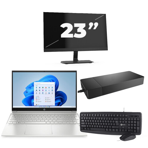 HP Pavilion 15-EG2 - Intel Core i5-12e Generatie - 15 inch - 16GB RAM - 256GB SSD - Windows 11 Home + 1x 23 inch Monitor Tweedehands