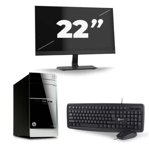 HP Pavilion 500 Tower - Intel Core i7-4e Generatie - 16GB RAM - 256GB SSD - Windows 10 + 1x 22 inch Monitor Tweedehands
