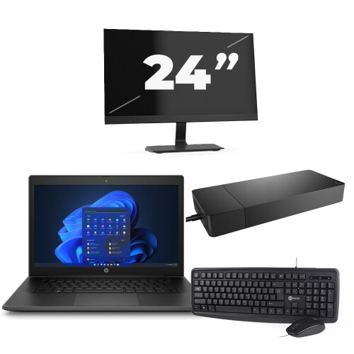 HP Pro X360 Fortis G9 - Intel Pentium N6000 - 11 inch - 8GB RAM - 256GB SSD - Windows 11 Home + 1x 24 inch Monitor Tweedehands