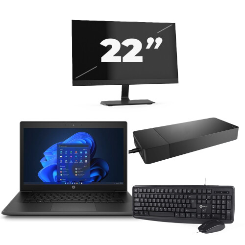 HP Pro X360 Fortis G9 - Intel Pentium N6000 - 11 inch - 8GB RAM - 256GB SSD - Windows 11 Home + 1x 22 inch Monitor Tweedehands