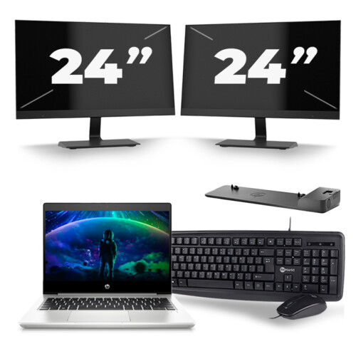 HP ProBook 430 G6 - Intel Core i5-8e Generatie - 13 inch - 16GB RAM - 256GB SSD - Windows 11 + 2x 24 inch Monitor Tweedehands