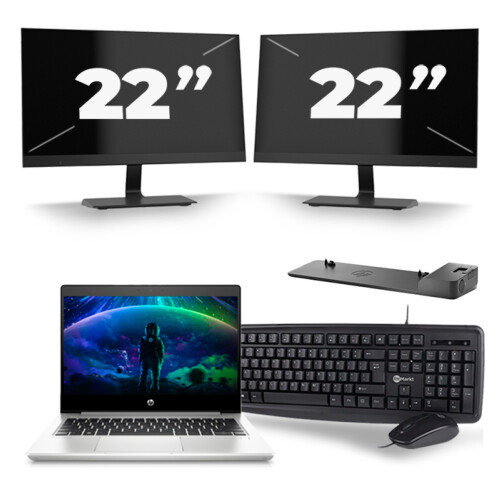 HP ProBook 430 G6 - Intel Core i5-8e Generatie - 13 inch - 8GB RAM - 256GB SSD - Windows 11 + 2x 22 inch Monitor Tweedehands
