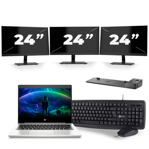 HP ProBook 430 G6 - Intel Core i5-8e Generatie - 13 inch - 8GB RAM - 256GB SSD - Windows 11 + 3x 24 inch Monitor Tweedehands