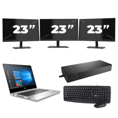 HP ProBook 430 G7 - Intel Core i3-10e Generatie - 13 inch - 8GB RAM - 256GB SSD - Windows 11 + 3x 23 inch Monitor Tweedehands