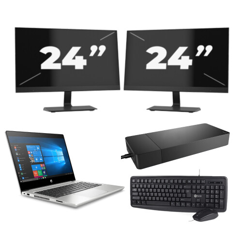 HP ProBook 430 G7 - Intel Core i3-10e Generatie - 13 inch - 8GB RAM - 256GB SSD - Windows 11 + 2x 24 inch Monitor Tweedehands