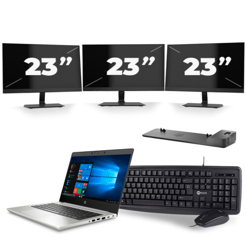 HP ProBook 430 G7 - Intel Core i5-10e Generatie - 13 inch - 8GB RAM - 256GB SSD - Windows 11 + 3x 23 inch Monitor Tweedehands