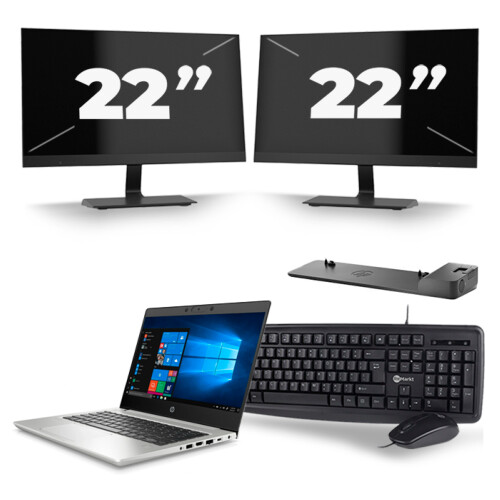 HP ProBook 430 G7 - Intel Core i5-10e Generatie - 13 inch - 8GB RAM - 256GB SSD - Windows 11 + 2x 22 inch Monitor Tweedehands