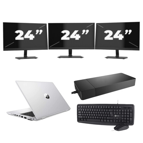 HP ProBook 430 G8 - Intel Core i5-11e Generatie - 13 inch - 8GB RAM - 256GB SSD - Windows 11 Home + 3x 24 inch Monitor Tweedehands
