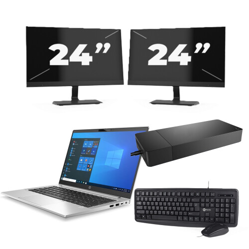 HP ProBook 430 G8 - Intel Core i5-11e Generatie - 13 inch - 8GB RAM - 256GB SSD - Windows 11 Home + 2x 24 inch Monitor Tweedehands