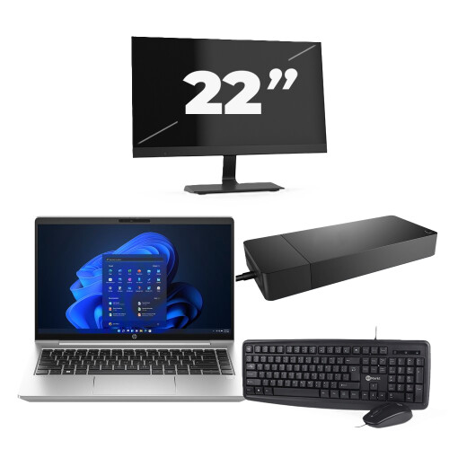 HP ProBook 440 G10 - Intel Core i3-13e Generatie - 14 inch - 8GB RAM - 256GB SSD - Windows 11 Home + 1x 22 inch Monitor Tweedehands