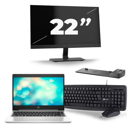HP ProBook 440 G7 - Intel Core i5-10e Generatie - 14 inch - 8GB RAM - 256GB SSD - Windows 11 + 1x 22 inch Monitor Tweedehands