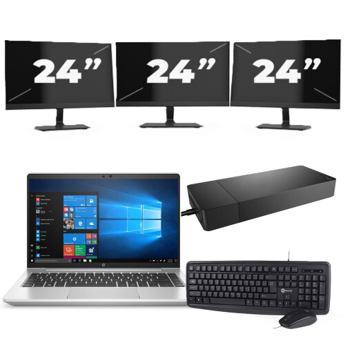 HP ProBook 440 G8 - Intel Core i3-11e Generatie - 14 inch - 8GB RAM - 256GB SSD - Windows 11 Home + 3x 24 inch Monitor Tweedehands