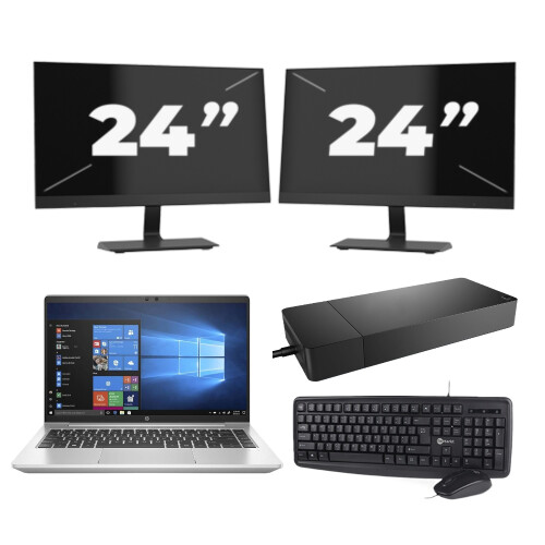 HP ProBook 440 G8 - Intel Core i3-11e Generatie - 14 inch - 8GB RAM - 256GB SSD - Windows 11 Home + 2x 24 inch Monitor Tweedehands