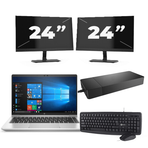 HP ProBook 440 G8 - Intel Core i3-11e Generatie - 14 inch - 8GB RAM - 256GB SSD - Windows 11 Home + 2x 24 inch Monitor Tweedehands