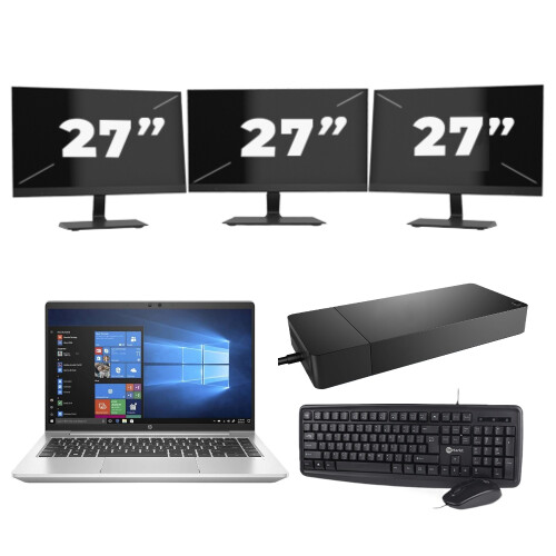 HP ProBook 440 G8 - Intel Core i5-11e Generatie - 14 inch - 16GB RAM - 512GB SSD - Windows 11 Home + 3x 27 inch Monitor Tweedehands