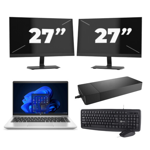 HP ProBook 440 G9 - Intel Core i3-12e Generatie - 14 inch - 16GB RAM - 512GB SSD - Windows 11 Home + 2x 27 inch Monitor Tweedehands