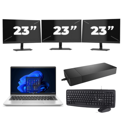HP ProBook 440 G9 - Intel Core i3-12e Generatie - 14 inch - 8GB RAM - 256GB SSD - Windows 11 + 3x 23 inch Monitor Tweedehands