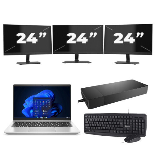 HP ProBook 440 G9 - Intel Core i3-12e Generatie - 14 inch - 8GB RAM - 256GB SSD - Windows 11 + 3x 24 inch Monitor Tweedehands