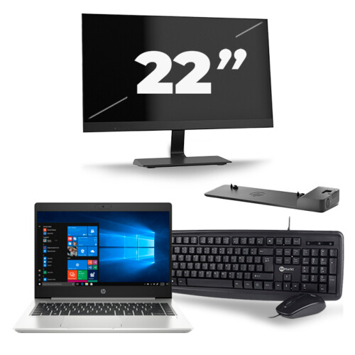 HP ProBook 445 G7 - AMD Ryzen 3 4300U - 14 inch - 8GB RAM - 256GB SSD - Windows 10 + 1x 22 inch Monitor Tweedehands