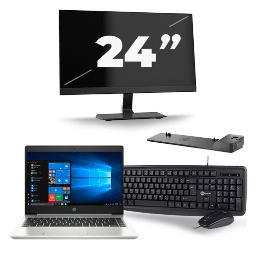 HP ProBook 445 G7 - AMD Ryzen 5 4500U - 14 inch - 8GB RAM - 256GB SSD - Windows 10 + 1x 24 inch Monitor Tweedehands
