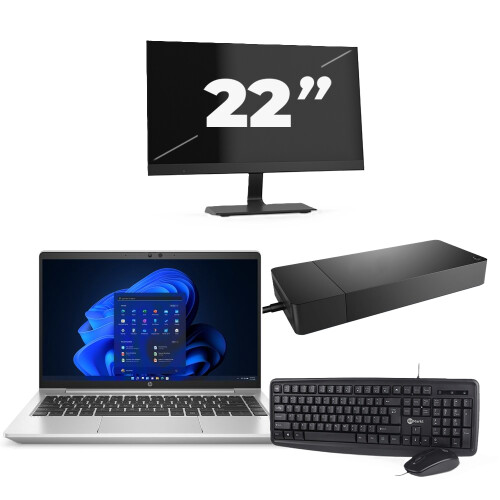 HP ProBook 445 G8 - AMD Ryzen 3 5400U - 14 inch - 16GB RAM - 256GB SSD - Windows 11 + 1x 22 inch Monitor Tweedehands