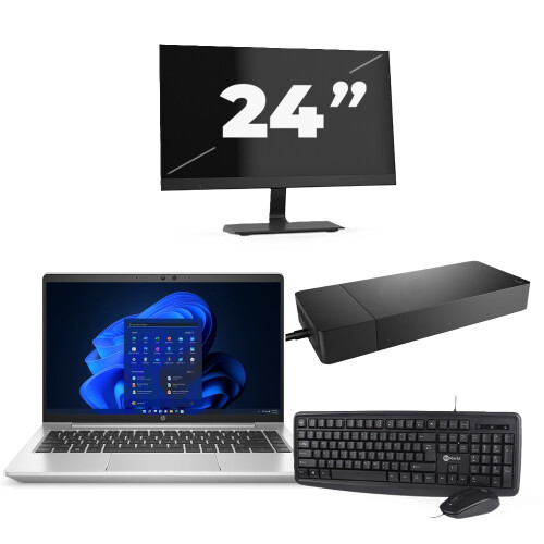 HP ProBook 445 G8 - AMD Ryzen 3 5400U - 14 inch - 8GB RAM - 256GB SSD - Windows 11 + 1x 24 inch Monitor Tweedehands