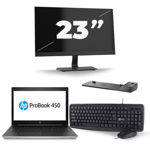 HP ProBook 450 G5 - Intel Core i5-8e Generatie - 15 inch - 8GB RAM - 256GB SSD - Windows 11 + 1x 23 inch Monitor Tweedehands