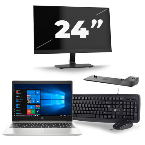 HP ProBook 450 G6 - Intel Core i5-8e Generatie - 15 inch - 8GB RAM - 256GB SSD - Windows 11 + 1x 24 inch Monitor Tweedehands