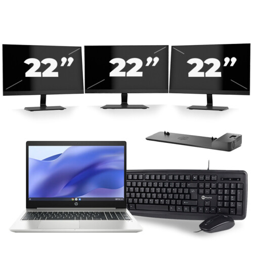 HP ProBook 450 G7 - Intel Core i5-10e Generatie - 15 inch - 16GB RAM - 256GB SSD - Windows 11 + 3x 22 inch Monitor Tweedehands