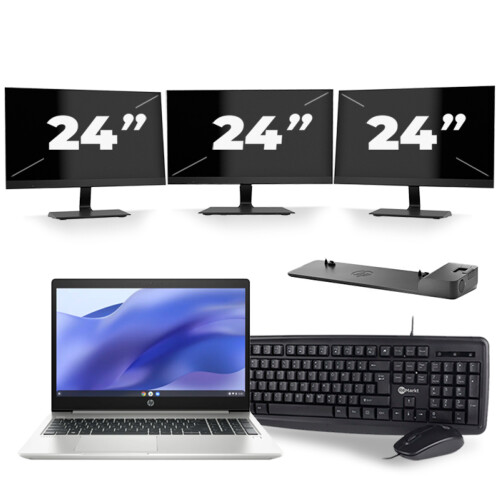 HP ProBook 450 G7 - Intel Core i5-10e Generatie - 15 inch - 16GB RAM - 256GB SSD - Windows 11 + 3x 24 inch Monitor Tweedehands