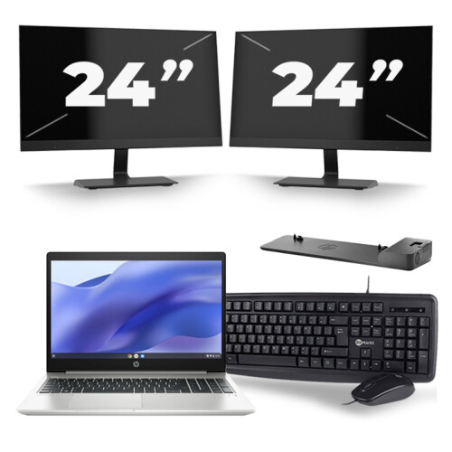 HP ProBook 450 G7 - Intel Core i5-10e Generatie - 15 inch - 8GB RAM - 256GB SSD - Windows 11 + 2x 24 inch Monitor Tweedehands